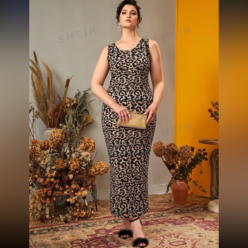 🆕 Plus Leopard Sleeveless Scoop Neck Maxi Dress!!! Size 3X   Brand NEW!!!